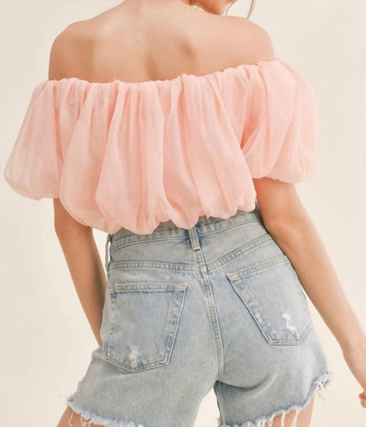 Klesis - Presley Off The Shoulder Balloon Organza Crop Top