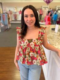 Jacquie The Label - Garden Party Flutter Peplum Top