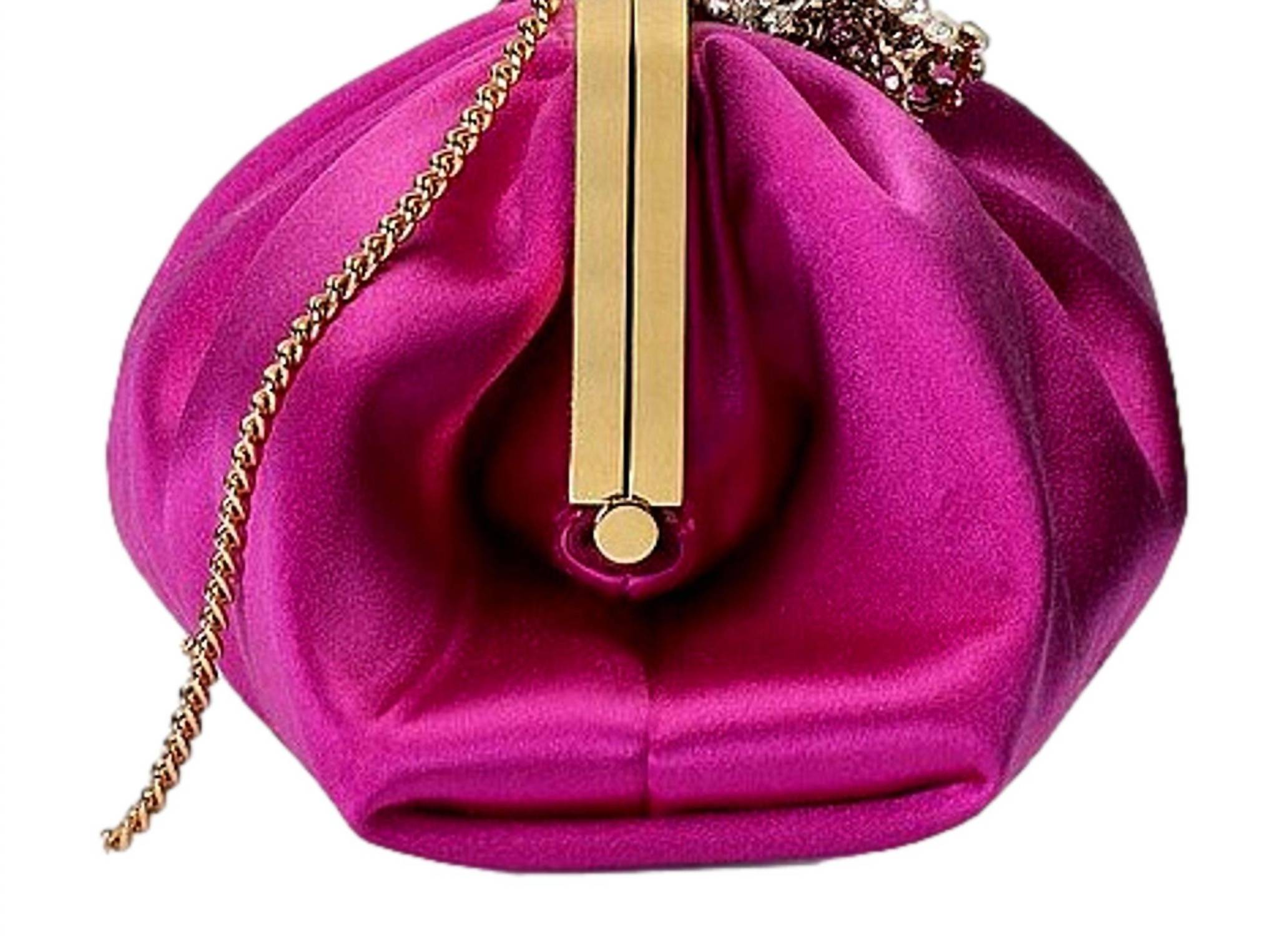 Gucci - Broadway Satin Crystal Bow Clutch Chain Shoulder Bag