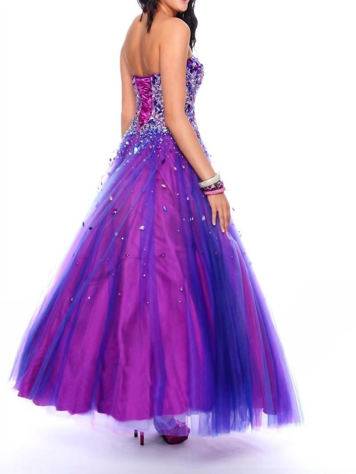 Precious Formals - Beaded Sequins Strapless Ballgown