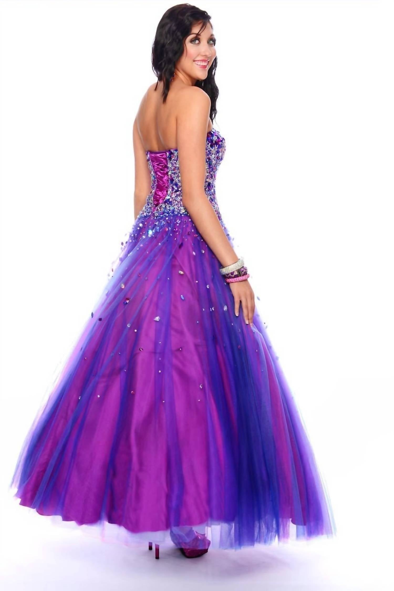 Precious Formals - Beaded Sequins Strapless Ballgown
