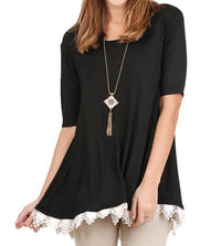 Umgee - Crochet Trim Lace Up Drawstring Top