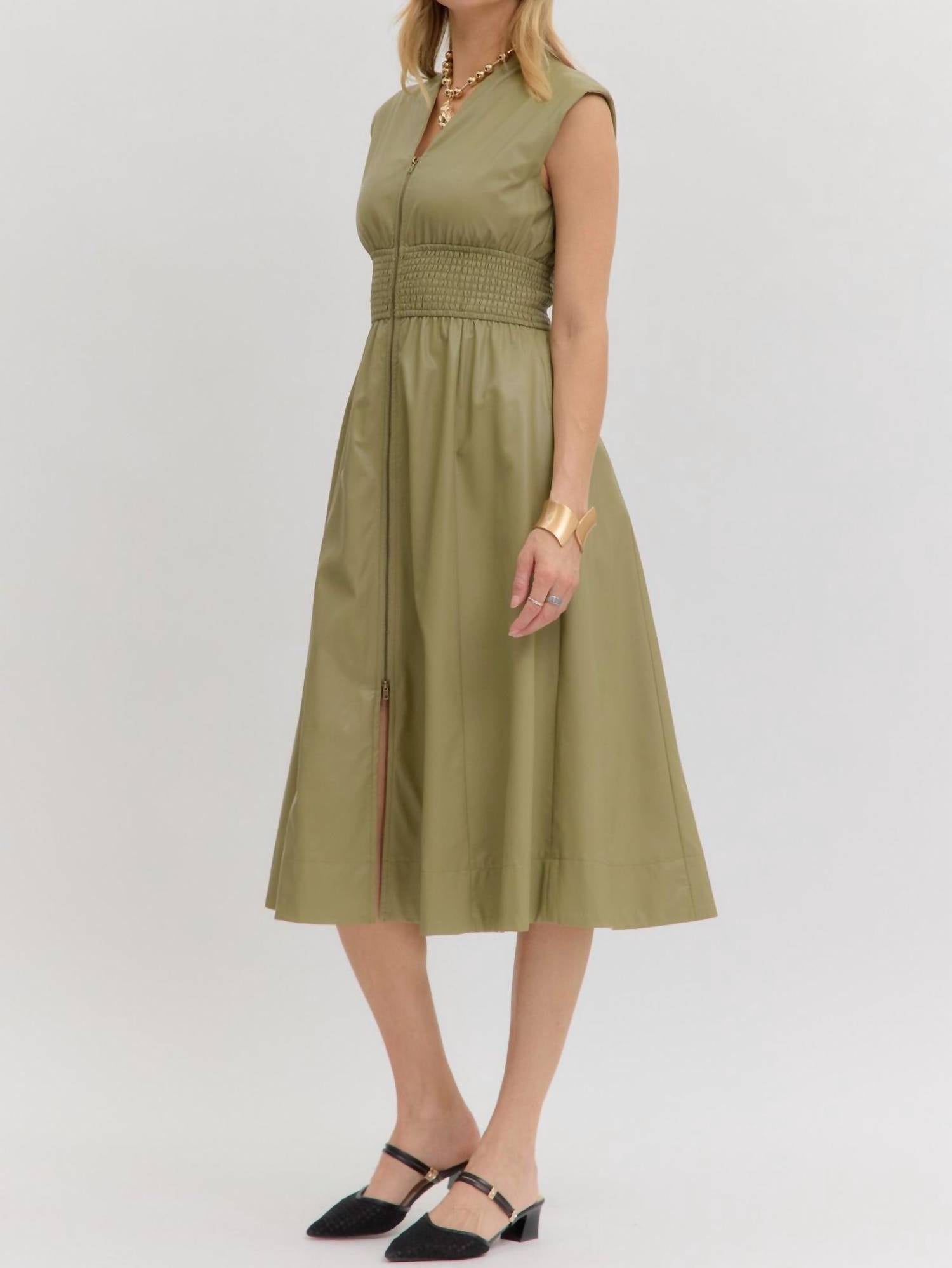Entro - Urban Edge Vegan Leather Zip Dress