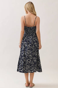 FINAL TOUCH Coastal Pocket Midi Dress in navy blue - women's dress - detail view