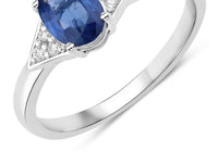 Diana M Jewels Women's Oval Natural Sapphire Fashion Ring (1.01 Ct) - Petite in 14k white gold - women's jewelry