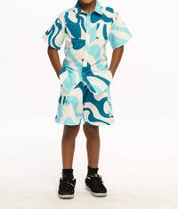 Chaser - Wavy Stripe Short Sleeve Shirt