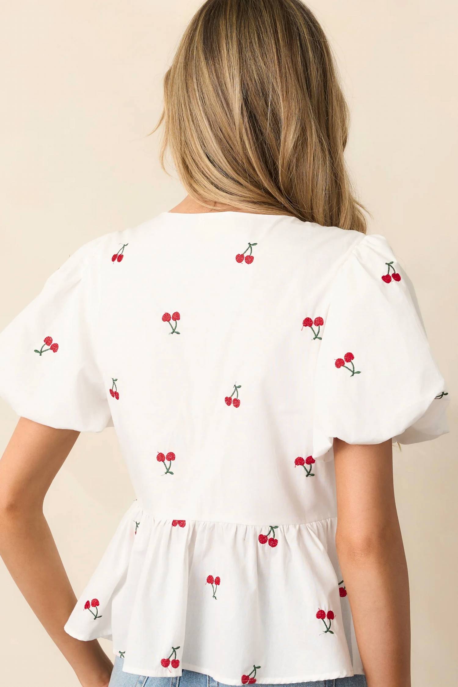 Flying Tomato - Cherry Me Embroidered Cotton Top
