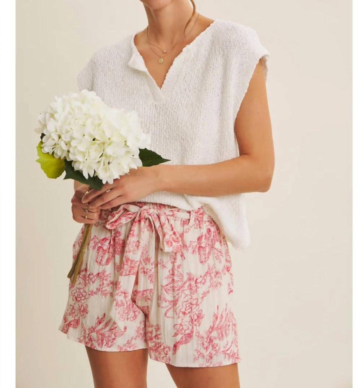 In February - Parisian Print Tie-Waist Shorts
