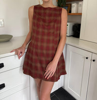 needii Persimmon Plaid Skater Swing Mini Dress in rust - women's dress