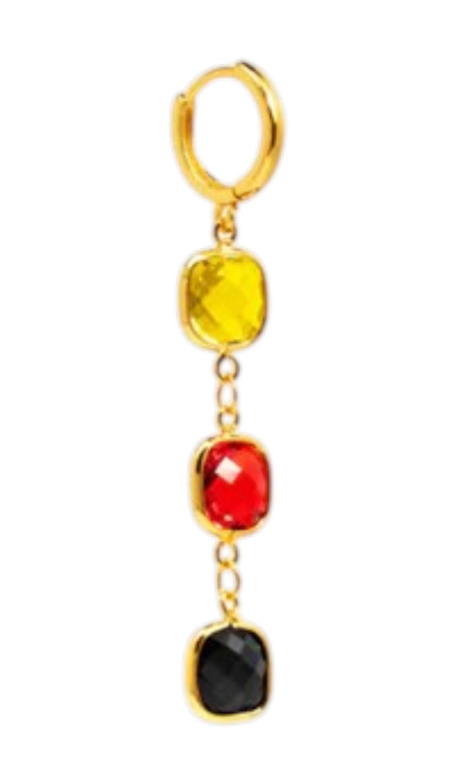 ZENZII Women's Crystal Chain Drop Earring in red mix - women's jewelry - detail view