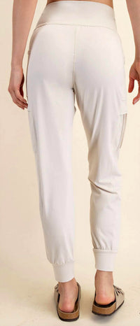 RAE MODE Plus Size Butter Jogger With Side Pockets in stone taupe - women's pants - detail view