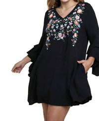 umgee Layered Ruffle Sleeve Mini Dress in black - women's dress