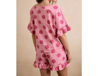 Bibi - Polka Dots Printed Ruffled Detail Top And Shorts Set