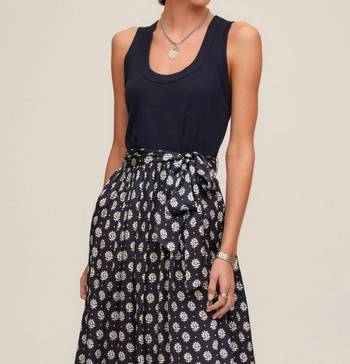 Fifteen Twenty - Women's Contrast Belted Midi Dress