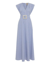 Theo The Label - Women's Echo Beaded Belt V Neck Shirtdress
