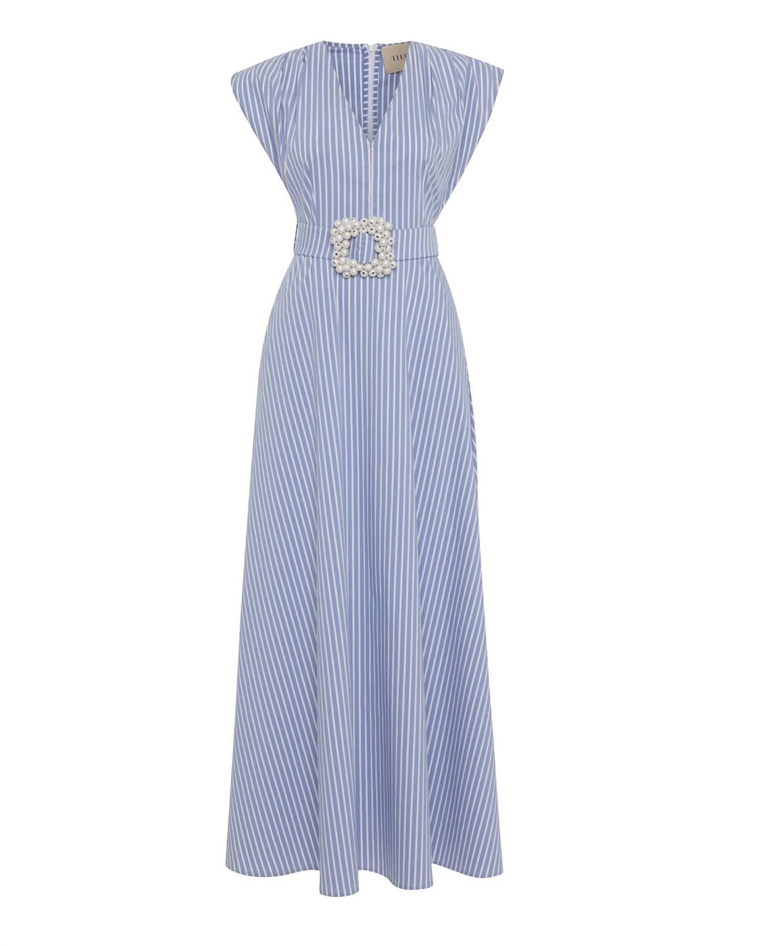 Theo The Label - Women's Echo Beaded Belt V Neck Shirtdress