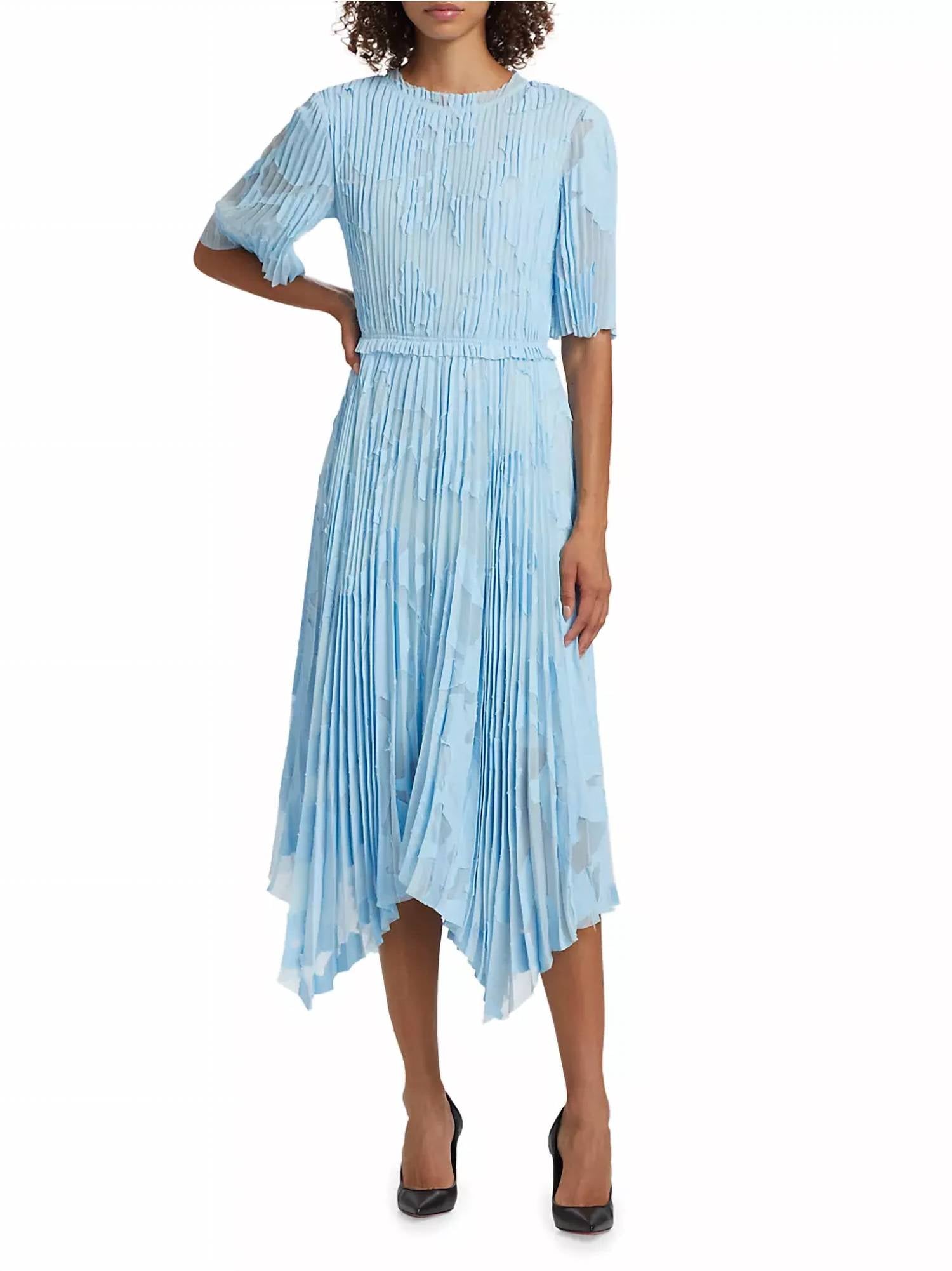 Jason Wu - Pleated Floral Fil Coupe Fit and Flare Midi Dress
