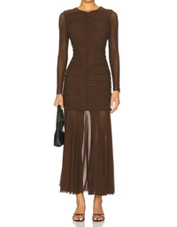 STEVE MADDEN Kiara Ruched Dress in dark espresso - women's dress