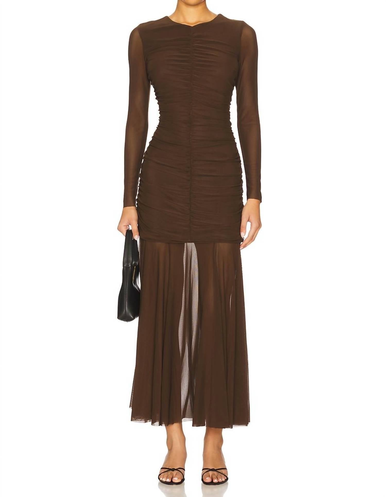 STEVE MADDEN Kiara Ruched Dress in dark espresso - women's dress