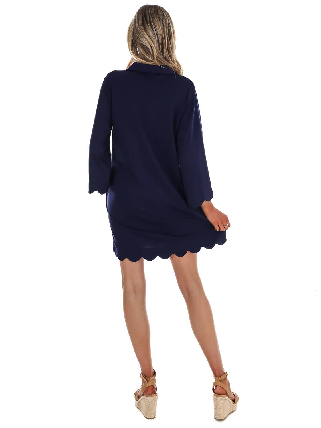 Jodifl - Women's Simply Styled Scallop Mini Dress