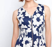 Charlie B - Cotton Voile Printed Front-zip Midi Dress