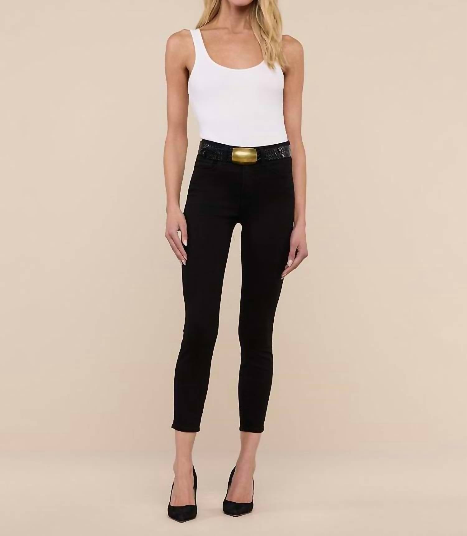 L'Agence Margot Cropped Skinny Jean in noir - women's jeans