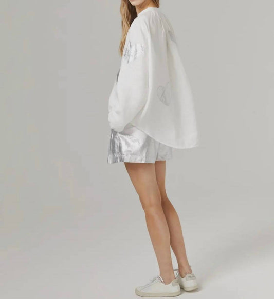 Lanhtropy - Frida New Silver Metallic Linen Shorts