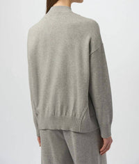 Joseph Ribkoff - Embellished Zipped Mock Neck Pullover Sweater