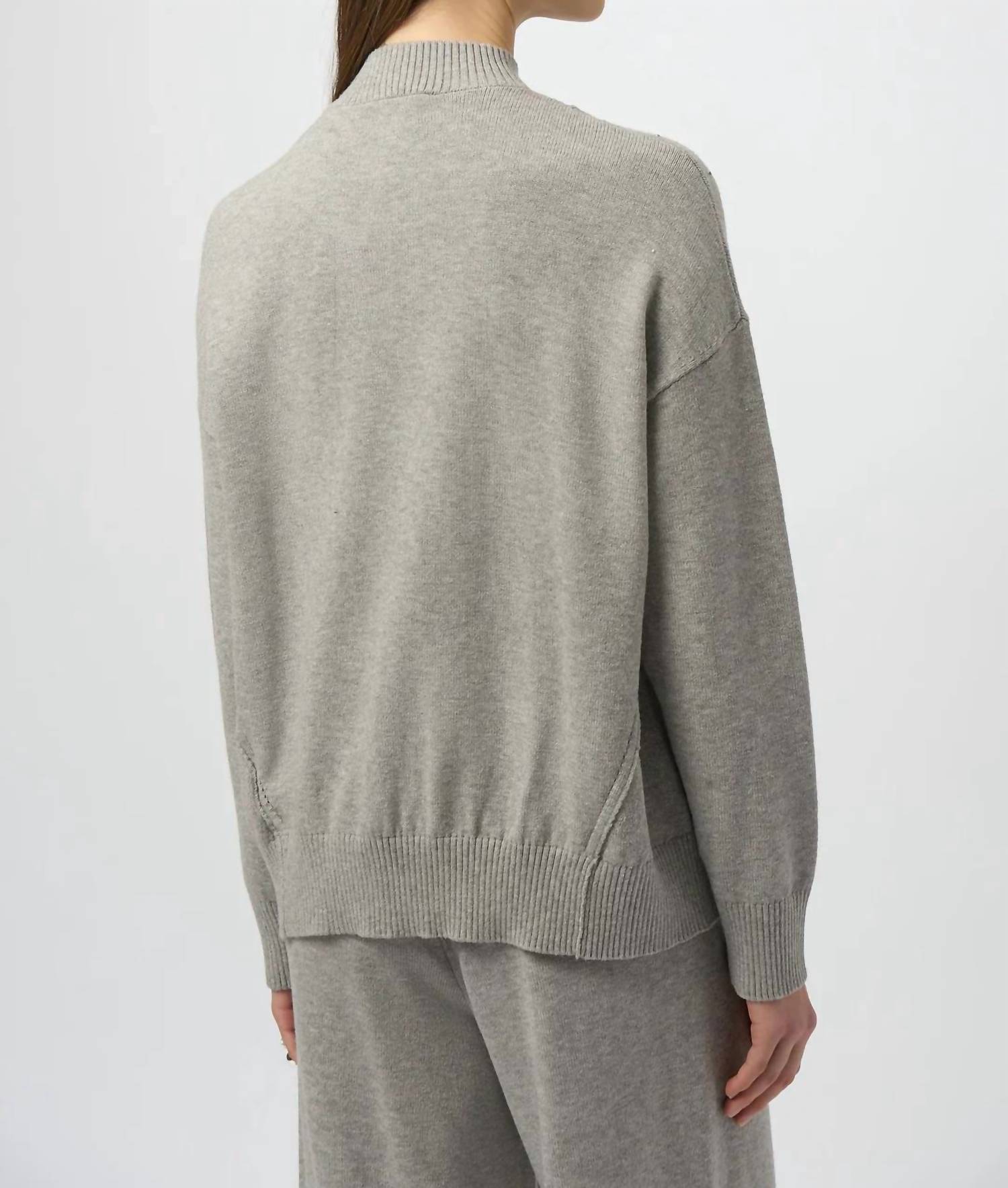 Joseph Ribkoff - Embellished Zipped Mock Neck Pullover Sweater