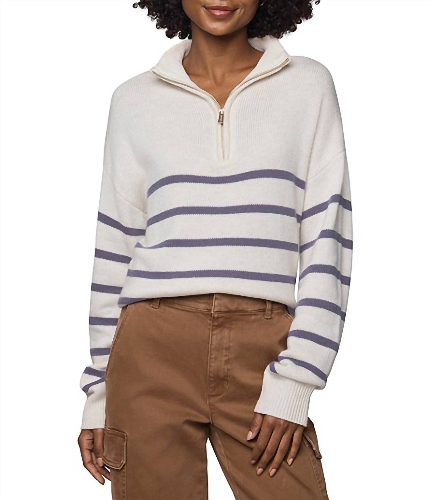 Splendid - Georgie Stripe Quarter Zip Sweater
