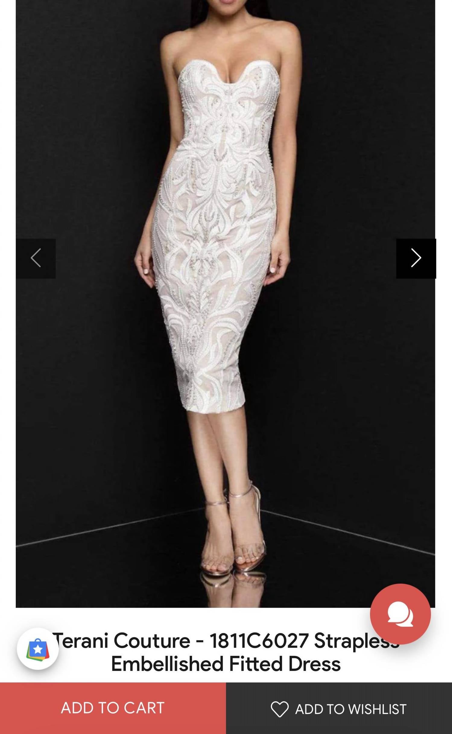 Terani Couture Strapless Short Embroidered Dress in ivory nude - women's dress - detail view