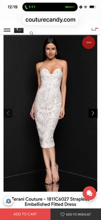 Terani Couture Strapless Short Embroidered Dress in ivory nude - women's dress - alternate view