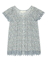 The Great. - Flutter Sleeve Eyelet Top