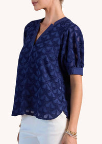 Current Air - Textured Star Pattern Short Sleeve Blouse