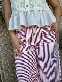 Mello - Stripe Frilly Jogger Pants