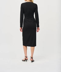 Joseph Ribkoff Long Sleeve Midi Knot Front Dress in black - women's dress - alternate view