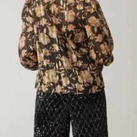 Flying Tomato - Vee Woven Gold Floral Blouse