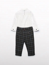 Abel & Lula - Boy's Knit Plaid Pants Set
