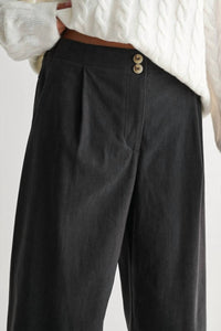 Fun 2 Fun Wide Leg Corduroy Pant in charcoal - women's pants - alternate view