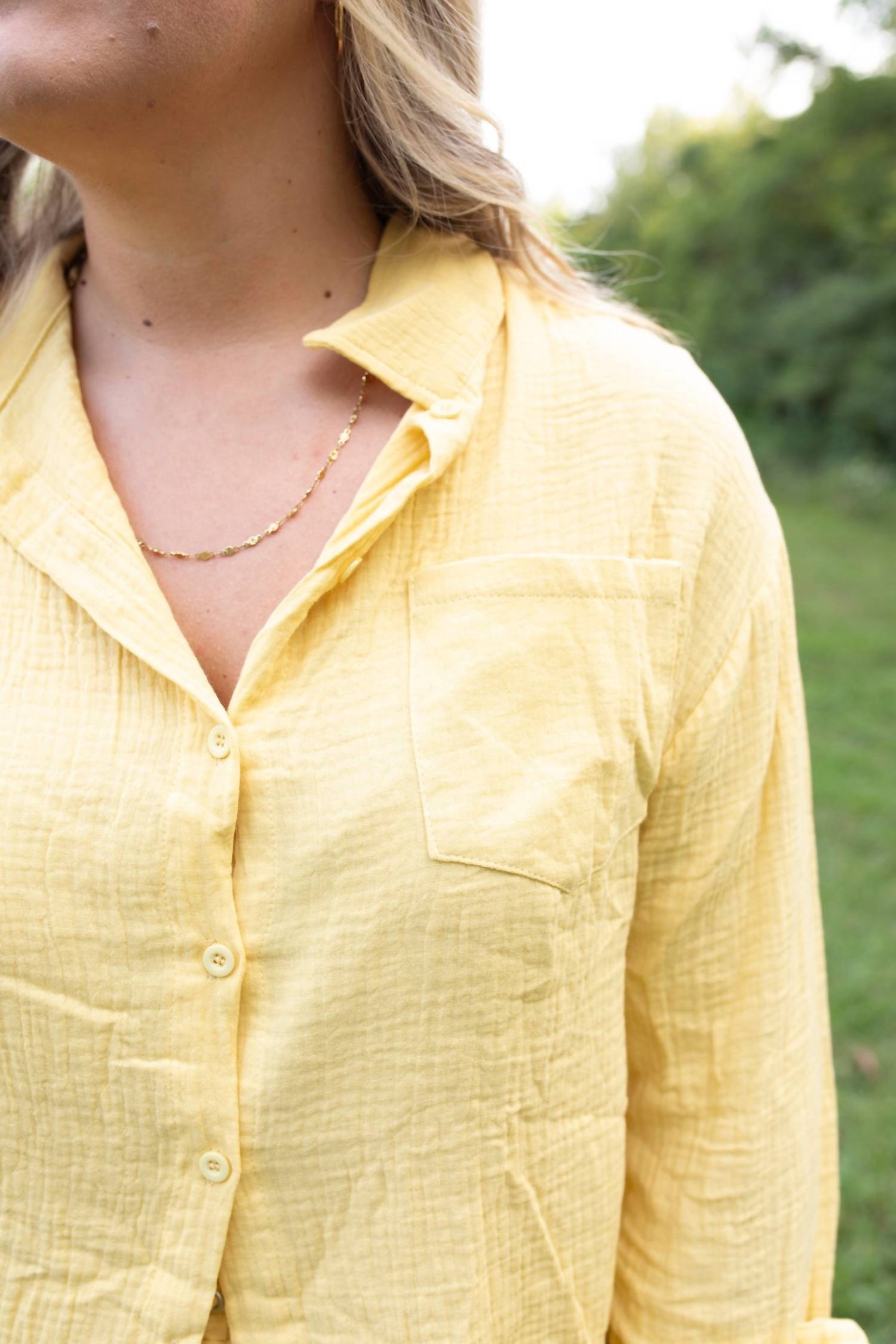 Miss Sparkling Coastal Breeze Gauze Blouse And Shorts Set in yellow - women's sleepwear - alternate view