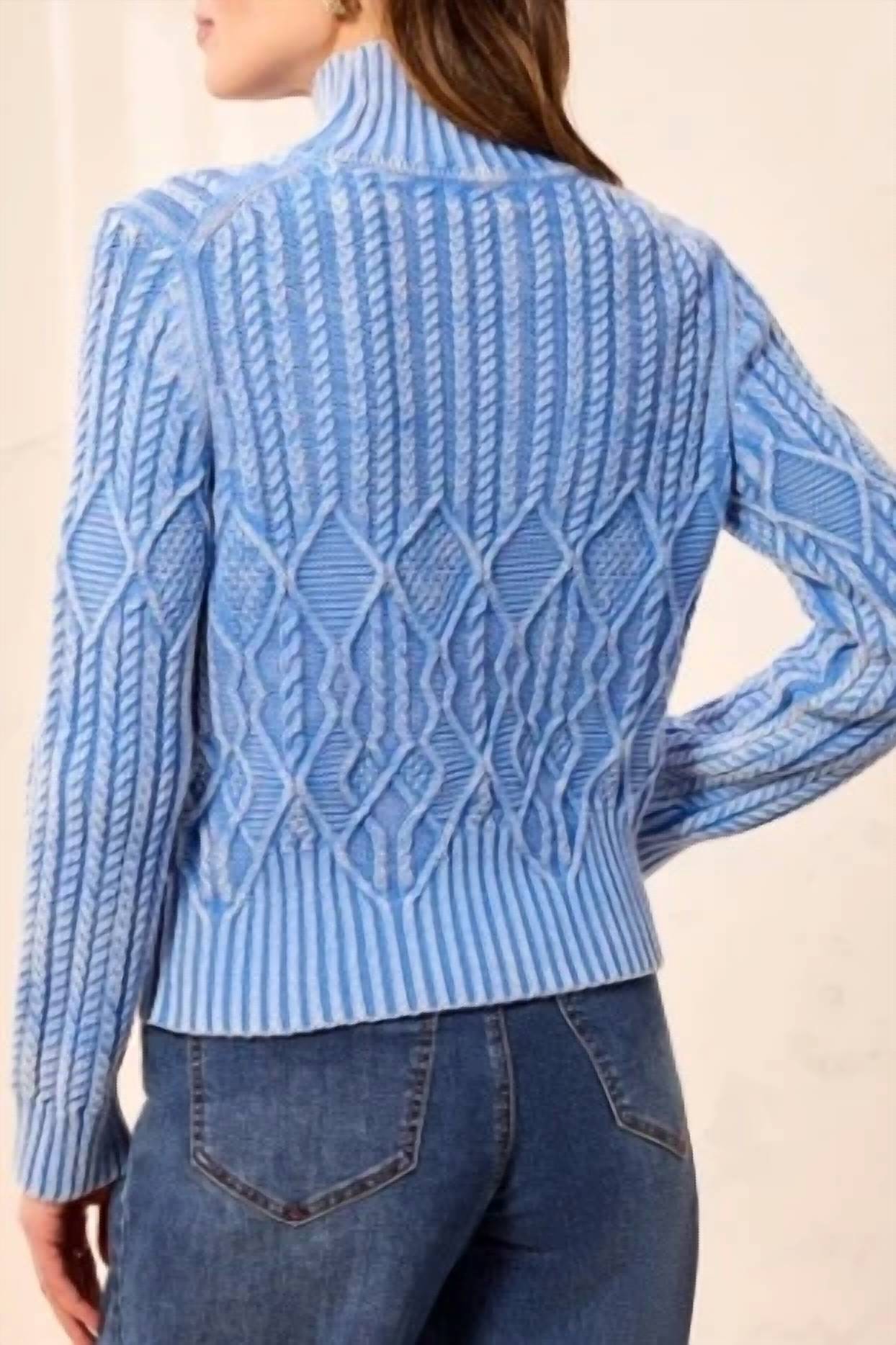 Tribal - Mock Neck Sweater With Special Wash