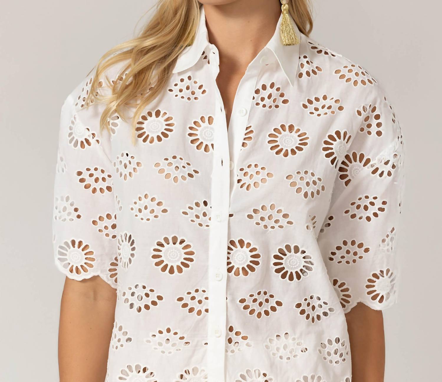 Miss June Paris Women's Mira Shirt in white - women's shirt - alternate view