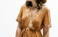 Polagram - Floral Embroidered Ruffle Midi Maxi Dress