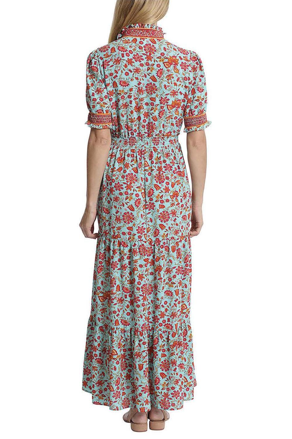 London Times - Smocked Waist Floral Print Maxi Dress