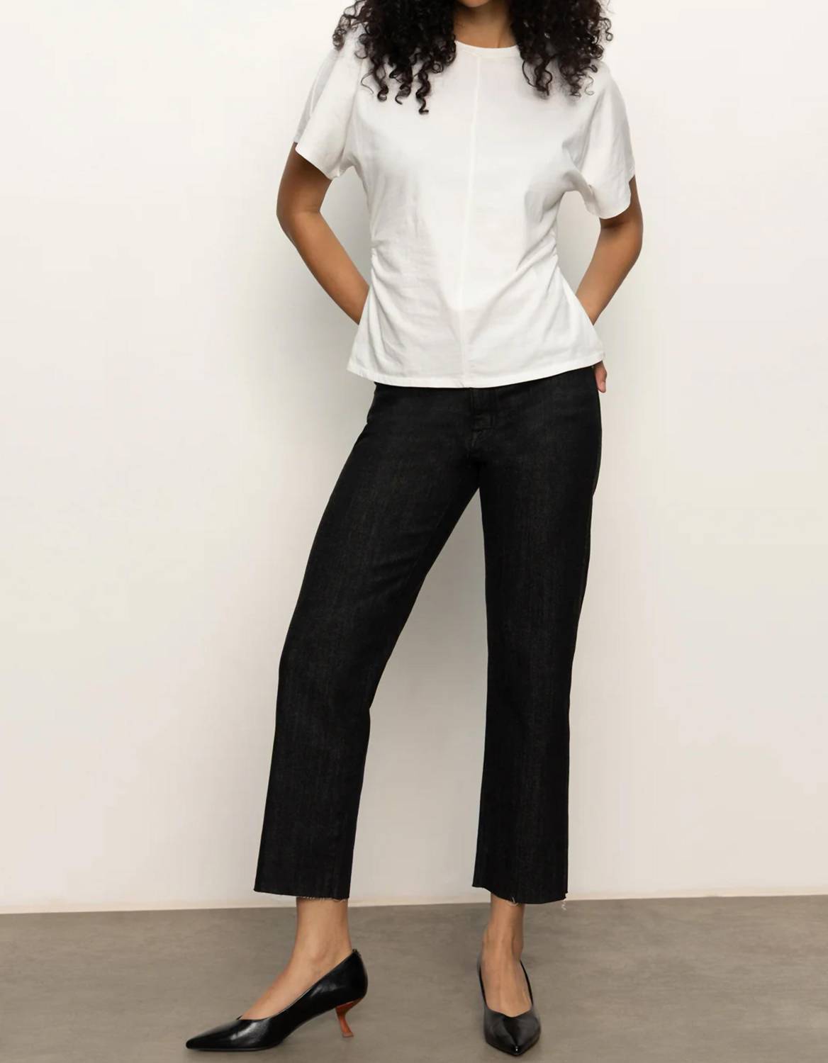 Sanctuary Shirred Waist Dolman Tee in white - women's t-shirt - detail view