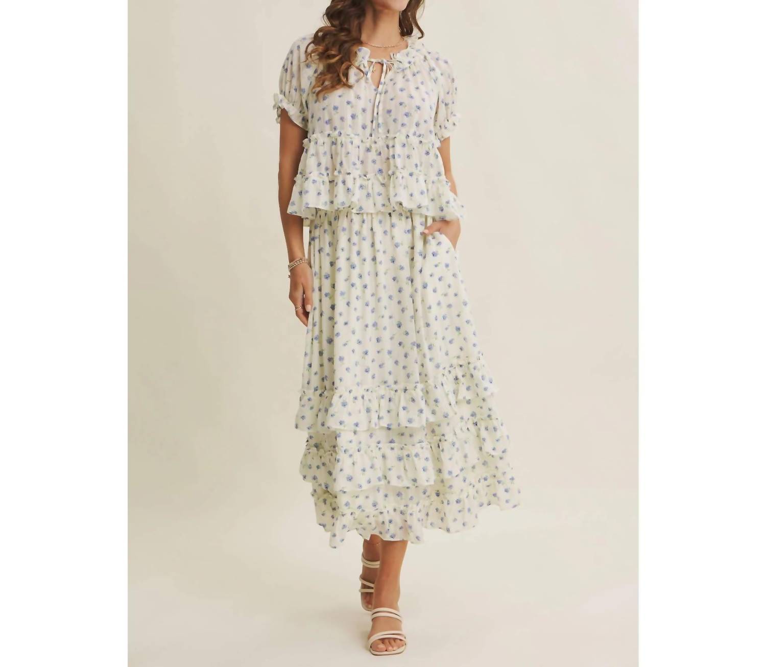 In February - Women's Lexley Floral Midi Tiered Skirt