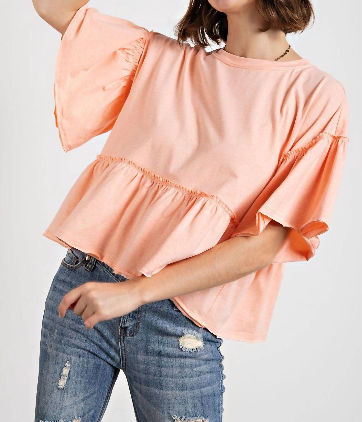 Easel - Ruffle Babydoll Top