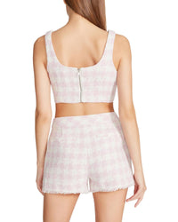 STEVE MADDEN Layla Crop Top in pink tulle - women's shirt - detail view