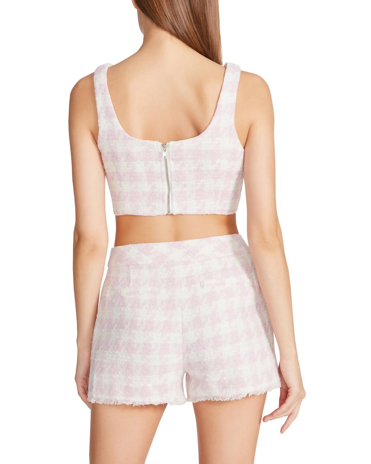 STEVE MADDEN Layla Crop Top in pink tulle - women's shirt - detail view