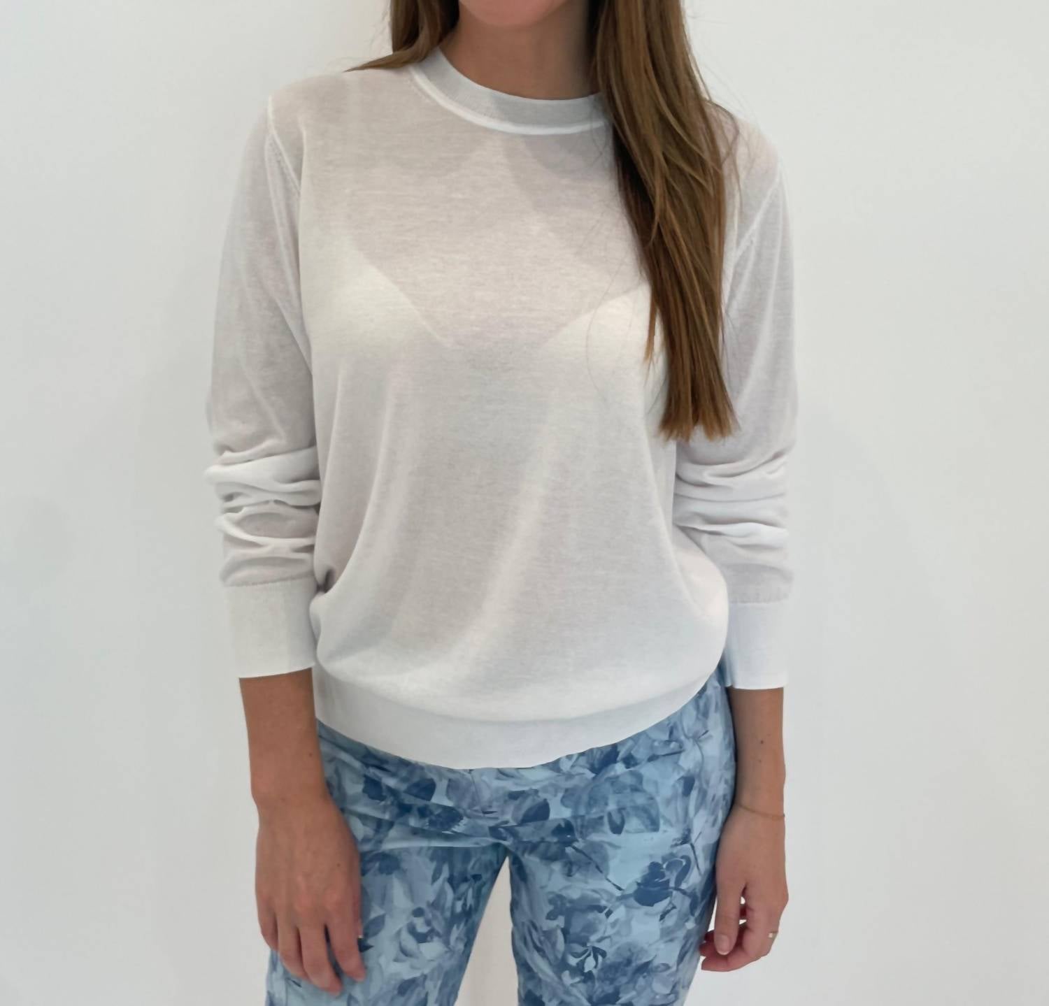 Elliott Lauren - Cotton Charm Crewneck Long Sleeves Sweater